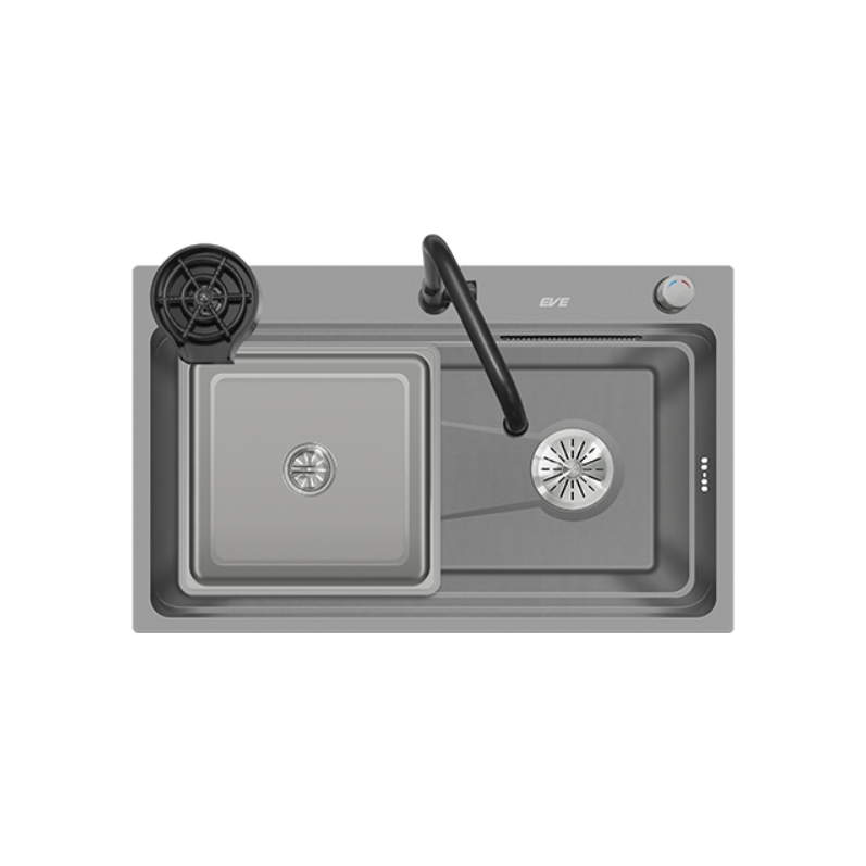 ซิงค์ล้างจานม่านน้ำตก 1 หลุม EVE UNITY 800/490+ ขนาด 80 ซม. สีเทาไทเทเนียม_0